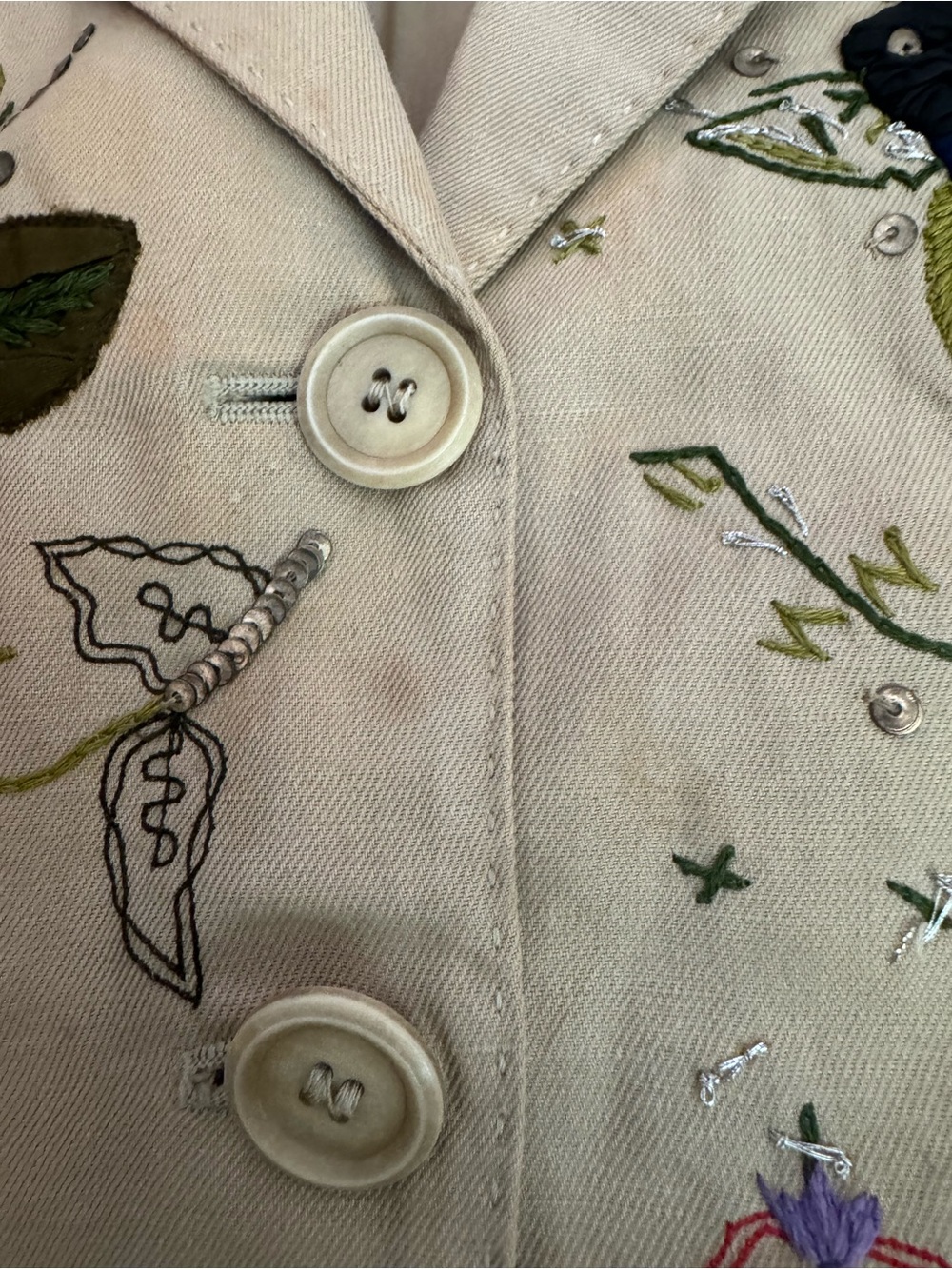 Vintage Moschino Multi Color Embroidered on a Beige Background - Picture 7 of 13
